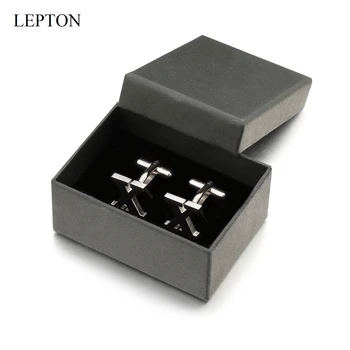 Lepton Nerūdijančio plieno Raides X rankogalių segtukai už Mens Black & Sidabro Spalvos Raidėmis X abėcėlės Rankogalių segtukai Vyrų Marškinių Rankogaliai Mygtuką
