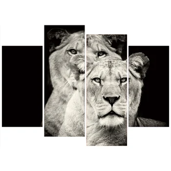 HD Spausdinti 4pcs Black ir white lion Tapybos ant drobės kambario puošmena spausdinti plakato nuotrauką drobės įrėminti Nemokamas pristatymas/NY-5726