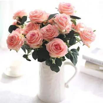 10 Galvų Šilko Rožė, Dirbtinės Gėlės, Vestuvių Dekoravimas Netikrą Puokštė Buch Vestuvių Namų Šaliai Dekoro