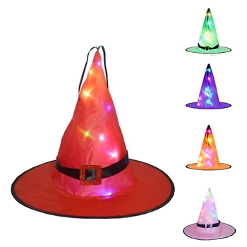 Naujas Tvarstis Ragana Skrybėlės LED Šviesos Helovinas Kepuraitė Pasiūta Iš Madingi Audiniai Helovinas Šaliai, Kepurės Festivalis Šalis Skrybėlę Daugiaspalvis