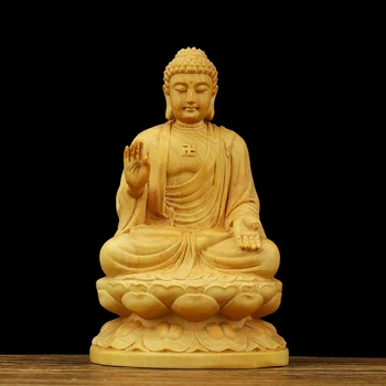 Buddha Sakyamuni Medžio Drožyba Boxwood Statulėlės Budos Statula Mažas Budos Skulptūros, Amatų buda estatua GY54