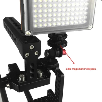 Du kartus Ballhead Rankos Laikiklis Fiksavimo Rankenėlę LED Šviesos Prisukite Adapterį DSLR Fotoaparatas Su Batų Kalno 180 Laipsnių Ratation Daugiafunkcinis