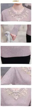 2021-vidutinio amžiaus Moterų Žiemos Megztiniai Puloveriai Plius Dydis 4XL Sutirštės Šiltas, Žemiausią O-kaklo Vilnos Megztinis Mamos Suknelė Viršūnės
