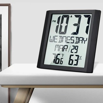 Didelis Sn Sieninis Laikrodis Namie Temperatūros ir Drėgmės Matuoklis Žadintuvas Kambarį Skaitmeninis Elektroninis Laikrodis