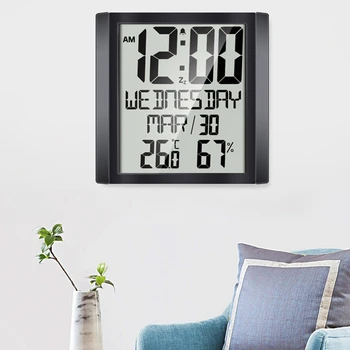 Didelis Sn Sieninis Laikrodis Namie Temperatūros ir Drėgmės Matuoklis Žadintuvas Kambarį Skaitmeninis Elektroninis Laikrodis