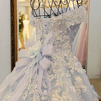 LS98850 Princesė, Vestuvinių Suknelių Valymas Traukinio Nėriniai Atgal Prabangių Nėrinių Vestuvių Suknelė Nuotakos Suknelės trumpomis Rankovėmis