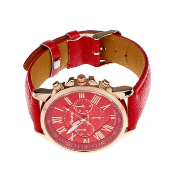 Mados Ženevos Romėniškais Skaitmenimis Dirbtiniais Odos Kvarcinis Analoginis Moterų Riešo Žiūrėti moterų laikrodžiai relojes para mujer montre femme