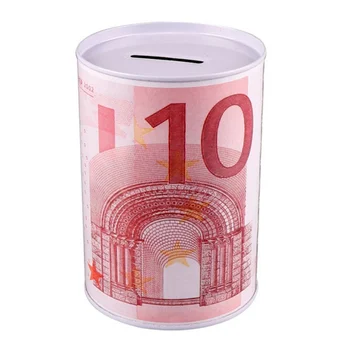 Naujas Metalinio Cilindro Piggy Bank Euro Dolerio Paveikslėlio lauke Taupyti Pinigus Langelį Namų Puošybai