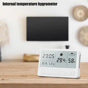 LCD Termometras Skaitmeninis Jutiklinis Ekranas Skaitmeninė Kambarinė Drėgmėmačiu Žadintuvas Temperatūra Priemonė Oras Stotis Drėgmėmačiu