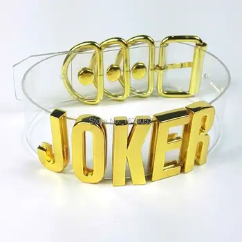 Rankų darbo Aukso Raidė Choker Aišku, PVC Joker Choker Cosplay Šalies Žodis Pavadinimas Apykaklės Skaidrus Karoliai
