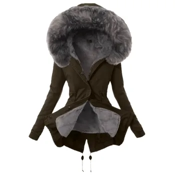 Moterų Gobtuvu Kailio Moteriški Kailiniai Pamušalas Ilga Striukė Moterų Žiemą Šiltas Storas Outwear Negabaritinių Moterų Outcoat Veste Hiver Femme #21