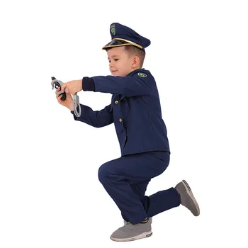 Vaikai Berniukai Policininkai Cosplay Kostiumai už Armijai Policijos Vienodas ilgomis Rankovėmis Kovos Etapas Performance Aprangos 3 - 14Y C40M71