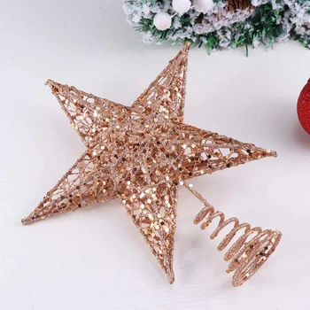 Kalėdų Eglutė Topper Žvaigždė Su Spalvingas Blizgučiai Medžio Topper Kalėdų Medžio Apdaila Rožinė Rožinė Aukso Bule Raudono Aukso