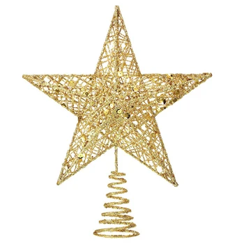 Kalėdų Eglutė Topper Žvaigždė Su Spalvingas Blizgučiai Medžio Topper Kalėdų Medžio Apdaila Rožinė Rožinė Aukso Bule Raudono Aukso