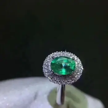 Gamtos smaragdas žiedas Nemokamas pristatymas 925 sterling silver 4*6 mm akmuo Fine jewelry