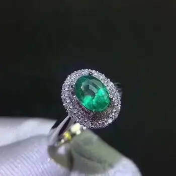 Gamtos smaragdas žiedas Nemokamas pristatymas 925 sterling silver 4*6 mm akmuo Fine jewelry