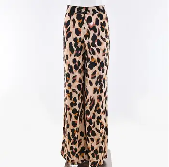 Leopardas Spausdinti Seksualus Pločio Kojų Kelnės Moterims Aukšto Juosmens, Palaidi Kelnės Ilgos Atsitiktinis Šalies Kelnės Moterims Streetwear Pilnas Kelnes