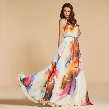 Dressv vakarinę suknelę samtelis kaklo linija, elegantiška berankovė grindų ilgis spausdinti vestuves oficialų suknelė vakaro suknelės