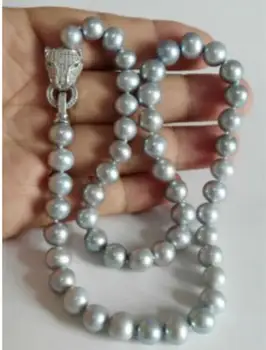 Karšto pardavimo elegantiškas 10-11mm pietų jūros apvalus sidabro pilkumo perlų vėrinį