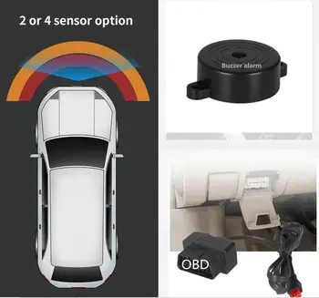 Automobilio OBD priekyje 4 parktronic jutiklių sistema garso signalas + OBD Užfiksuojamas automatiškai greitis mažesnis nei 20km/h originalus nustatymo