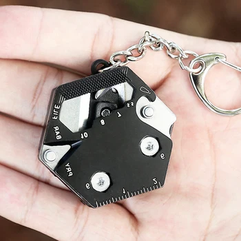 Multitool Keychain Šešiakampe Rinkinys Lankstymo Mini Pocket Išgyvenimo Įrankių Rinkinys iš Nerūdijančio Plieno su Peiliu Mikro Varžtas Vairuotojas Nustatyti Butelis