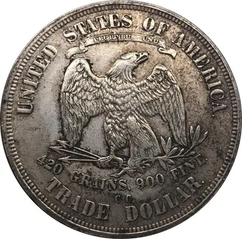Jungtinių amerikos Valstijų 1876 CC 1 Prekybos Vieną Dolerį, JAV Dievu Mes pasitikime Su Moto 420 Grūdai 900 Bauda Sidabro Padengtą Kopijuoti Monetos