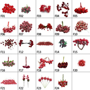 Raudonųjų Dirbtinių Gėlių Stamen Rožių Gėlių Stamen Vyšnių Stamen Uogų rinkinys, Skirtas Gimtadienio, Vestuvių Dekoras 