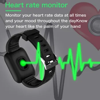 116 Plus Smart Watch Moterų, Vyrų Širdies ritmas, Apyrankės Fitness Tracker D13 Smartwatch Sporto Smarth Žiūrėti 
