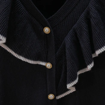 2020 m. rudenį naujų atvykimo korėjos viršūnes Modis Raukiniai Megztinis ilgomis rankovėmis megzti megztinis moterims juoda balta