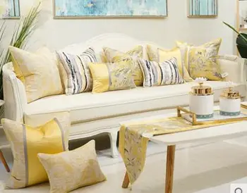 šviesos prabanga šviesiai geltonos žakardinės pagalvėlės dangtis geometrinis pagalvės užvalkalą wasit pagalvę padengti namų dekoro