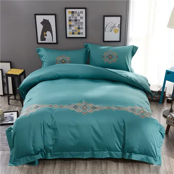Mordern dizaino patalynę kinijos išsiuvinėti lova rinkiniai egipto medvilnės satino patalynės komplektai, patalynės lapas antklode padengti 36