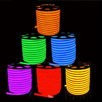 AC110V 220V LED Neon Flex Šviesos 80LEDs/m;su 50m/daug led šviesos virvė Šiltai balta/balta/Mėlyna/Raudona/Geltona/Žalia Nemokamas pristatymas