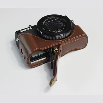 PU oda Atveju fotoaparato krepšys Canon G7 X Mark III G7XIII G7X3 G7XM3 Nešiojamų Pusę padengti Kūno Apačioje lukšto