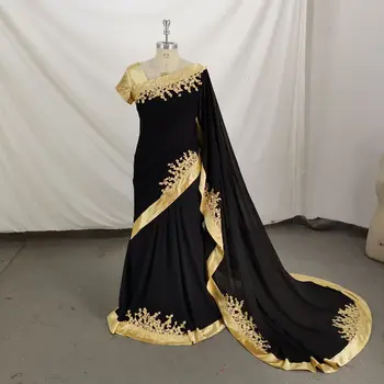 Oficialus vakare gown apdaras aukso aplikacijos undinė grindų ilgis vestuvių puotą suknelė Parama multi-color ir individualius Tinkinti
