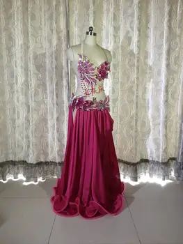 Pilvo Indijos rytų šokio kostiumai Garsiausių rytietiško šokio kostiumą drabužių liemenėlė, diržas grandinės šalikas žiedas sijonas, suknelė nustatyti 2372