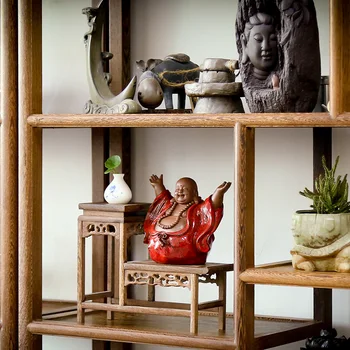 Pasisekė Maitrėjos Budos Laughing Buddha Keramikos amatai Papuošalų Laikymo Budos statula Namų Dekoracijos