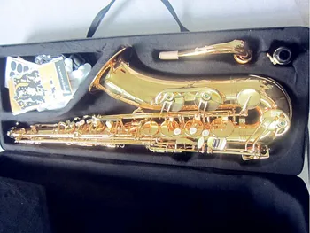 Aukštos kokybės naujas tenoras saksofonas Aukso tenoras saksofonas Kandiklį ir byla