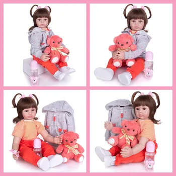 60CM Reborn Baby Doll 24 Colių berniukas mergaitė bebe Reborn Lėles Minkšto Vinilinio silikono Medžiaga Įstaiga Lėlės vaikams, dovana, žaislai