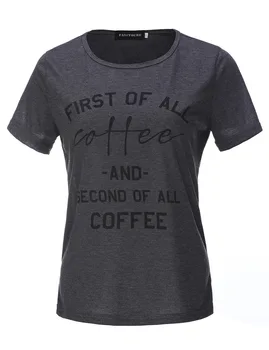 2018 Mados Moterų Marškinėliai pirmiausia kavos ir, antra kavos Spausdinti trumpomis Rankovėmis moterims Marškinėliai Atsitiktinis O-Kaklo Tees