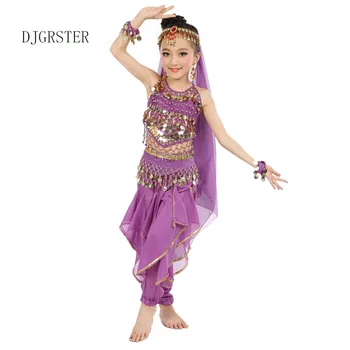 DJGRSTER Indijos Sari Mergina Dress Orientale Enfant Indijos Kostiumai Vaikams Rytietiškų Šokių Kostiumai, Pilvo Šokio Šokėja Drabužių Rinkinys