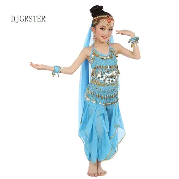 DJGRSTER Indijos Sari Mergina Dress Orientale Enfant Indijos Kostiumai Vaikams Rytietiškų Šokių Kostiumai, Pilvo Šokio Šokėja Drabužių Rinkinys