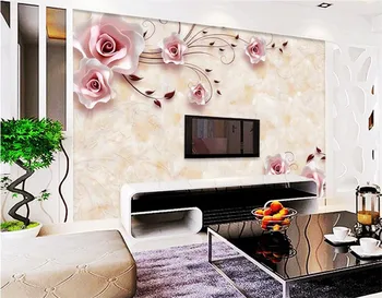 Pritaikymas sluoksnių 3D 3D tapetai sienos 3d 3D tapetai freskomis foto šilko už kambarį Rose marmuro TV wall