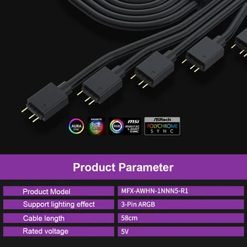 1 5 3PIN Naudojamos RGB, Ventiliatorius Splitter Cable Laido Splitter Cable Kompiuterių Priedai Važiuoklė PC Atveju CPU