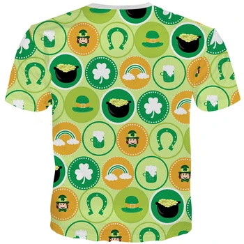 YFFUSHI Naujas Vyrų 3d T shirts Žalia 3d T shirts St. Patrick ' s Day marškinėliai Vasaros 3d Spausdinimo O-kaklo Tees Vyrų Viršūnes Streetwear