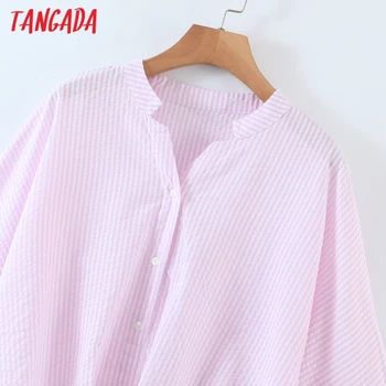 Tangada Moterų Retro Rožinė Dryžuota Spausdinti Marškinėliai Pusė Rankovėmis Chic Moterų Trumpa Palaidinė Marškinėliai Topai 8H48