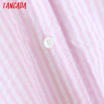 Tangada Moterų Retro Rožinė Dryžuota Spausdinti Marškinėliai Pusė Rankovėmis Chic Moterų Trumpa Palaidinė Marškinėliai Topai 8H48