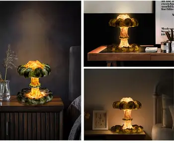 Naktį Šviesos Kūrybos 3D Branduolinio Sprogimo Grybas Debesis Septynių spalvų Nuotolinio Valdymo Tamsos Akis Stalo Lempos LED