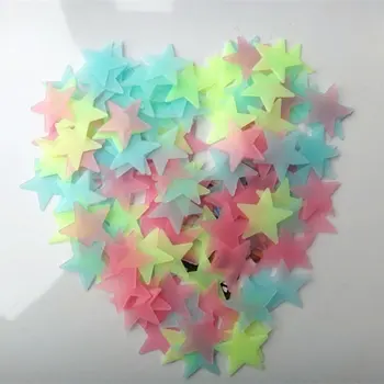 100VNT 3CM Šviesos Žvaigždė Siena Lipdukas Tamsioje Vietoje Star Sienų Lipdukai Šviesos Liuminescencinės 3D Miegamojo Lubų Namų Vaikai ACEHE