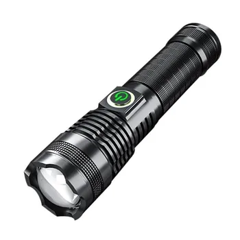 Ryškus LED Žibintuvėlis P50 Stiprios Šviesos Zoom Žibintuvėlis Baterija Ekranas USB Įkrovimo Lauko Apšvietimas Ryškus Led Žibintuvėlis