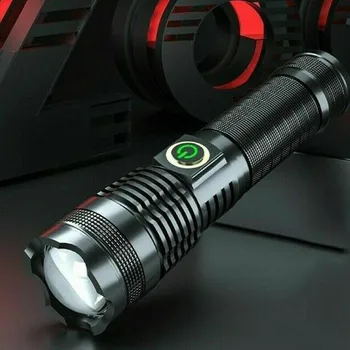 Ryškus LED Žibintuvėlis P50 Stiprios Šviesos Zoom Žibintuvėlis Baterija Ekranas USB Įkrovimo Lauko Apšvietimas Ryškus Led Žibintuvėlis